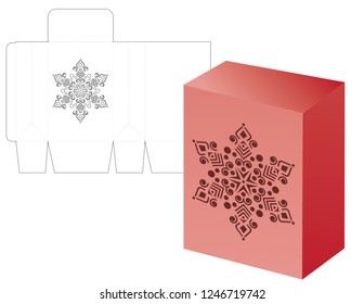 Vector winter Christmas or New Yaer gift or candy box template  with snowflake. Templates for laser or plotter cutting.