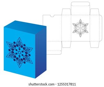 Vector winter Christmas or New Year gift or candy box template  with snowflake. Templates for laser or plotter cutting.
