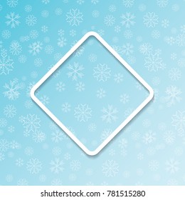 Vector winter Christmas seamless pattern with snowflakes on blue background. Winter backdrop or layout design