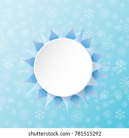 Vector winter Christmas seamless pattern with snowflakes on blue background. Winter backdrop or layout design