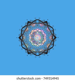Vector. Winter christmas snow flat crystal element. Weather illustration ice collection. Snowflake vector icon background blue, gray and white color. Xmas frost snow flake isolated silhouette symbol.