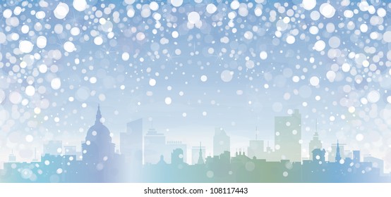 Vector of winter cityscape.