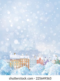 Vector winter cityscape.