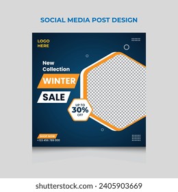 Vector winter collection fashion for women social media post banner template design	