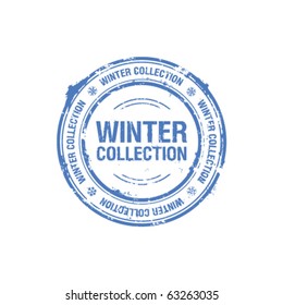 vector winter collection stamp