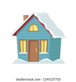 Vector winter country house. Isolated illustration. Christmas season. 