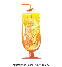 Vector winter drink - Mead on white background. Alcohol cocktail in glass cup