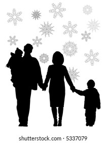vector winter family of four
