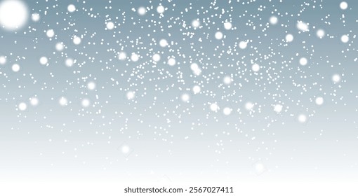 Vector winter flurry with snowflakes Delicate snow crystals forming a natural winter scene for Christmas cards, posters, decorations, and festive and banners.