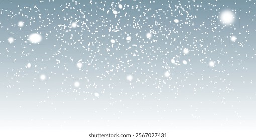Vector winter flurry with snowflakes Delicate snow crystals forming a natural winter scene for Christmas cards, posters, decorations, and festive and banners.