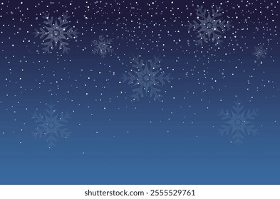 Vector winter flurry with snowflakes swirling. Delicate snow crystals forming a natural winter scene. Transparent snow overlay for Christmas cards, posters, decorations, and festive and banners.