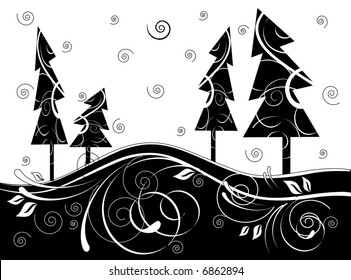 vector winter forest