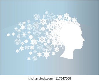 vector winter head silhouette