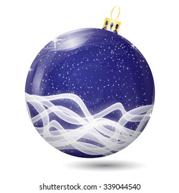 vector winter holiday design of blue christmas ball. Vector Illustration