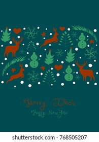 Vector winter holidays background. Falling snowflakes. 2018. Merry Christmas. Happy New Year