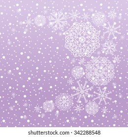 Vector winter holidays background with snowflakes, falling snow.
