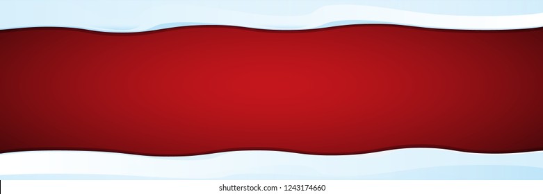 vector winter horizontal banner with snow caps isolated on christmas red background. winter snow border or frame for winter sale or christmas banner design template.