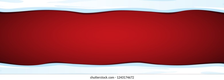 vector winter horizontal banner with snow caps isolated on christmas red background. winter snow border or frame for winter sale or christmas banner design template.