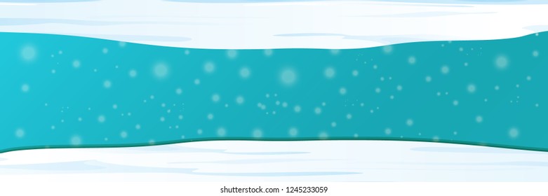 vector winter horizontal banner with snow caps isolated on christmas blue background. winter snow border or frame for winter sale or christmas banner design template.