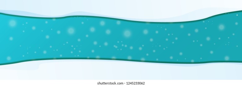 vector winter horizontal banner with snow caps isolated on christmas blue background. winter snow border or frame for winter sale or christmas banner design template.