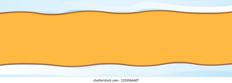 vector winter horizontal banner with snow caps isolated on orange background. winter snow border or frame for winter sale or christmas banner design template.