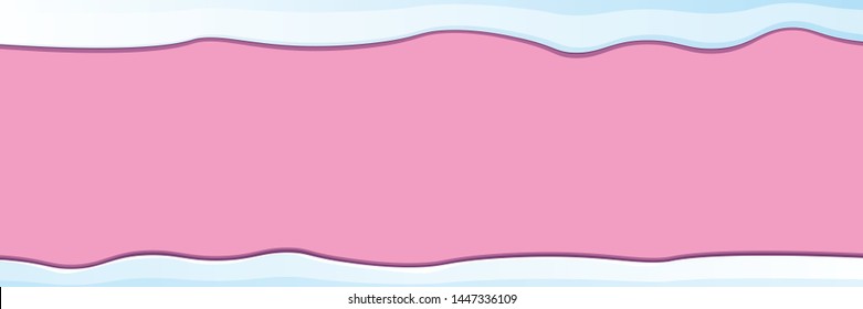 vector winter horizontal banner with snow caps isolated on christmas pink background. winter snow border or frame for winter sale or christmas banner design template.