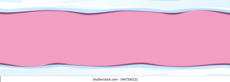 vector winter horizontal banner with snow caps isolated on christmas pink background. winter snow border or frame for winter sale or christmas banner design template.