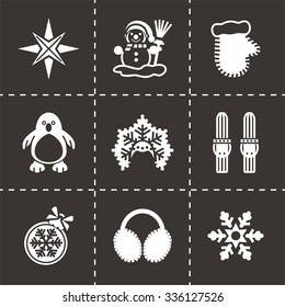Vector Winter icon set on black background
