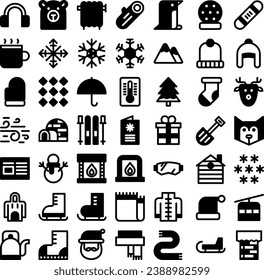 Vector of Winter Icon Set Solid. Perfect for user interface, new application.
