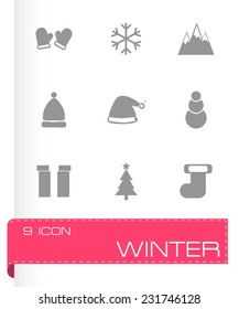 Vector winter icons set on white background