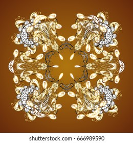 Vector winter illustration in brown colors. Hand drawn abstract snowflakes seamless. Template for cover, poster, t-shirt or fabric.