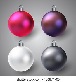 Vector winter illustration of christmas balls set