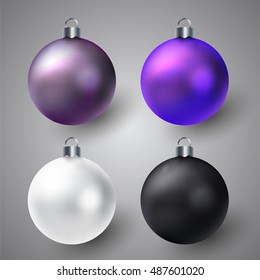 Vector winter illustration of christmas balls set