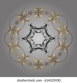 Vector winter illustration in colors with golden elements. Hand drawn abstract snowflakes seamless. Template for cover, poster, t-shirt or fabric.