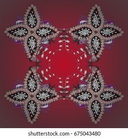 Vector winter illustration in colors. Hand drawn abstract snowflakes ornamental. Template for cover, poster, t-shirt or fabric.