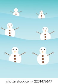Vektorgrafik mit süßem Schneemann, Weihnachtsschneehintergrund