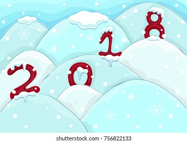 Vector winter illustration. Merry christmas. Happy new year 
