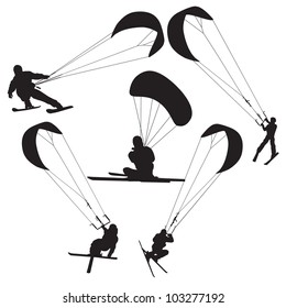 vector winter kitesurfing