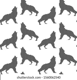 Vector winter knitted pattern in wolves