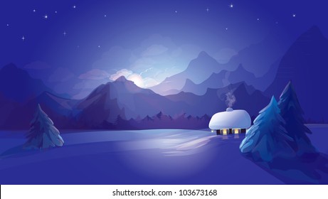 Vector of winter landscape.