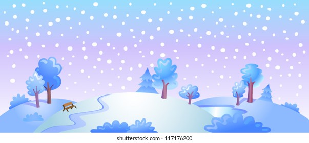  Vector of winter landscape.