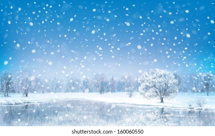 Vector winter landscape.