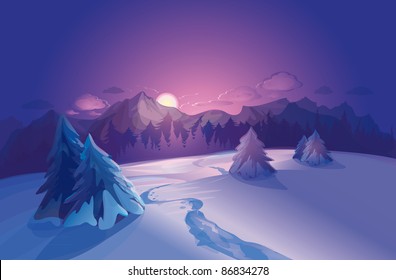 Vector  winter landscape