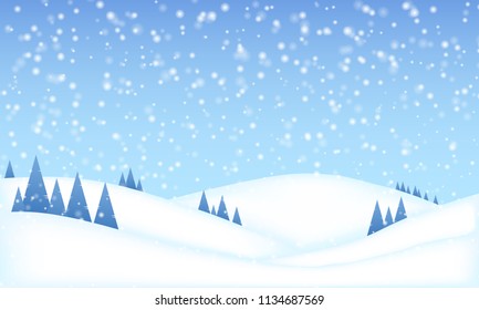 Vector Winter Landscape - Christmas Background