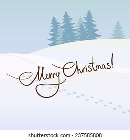 Vector winter landscape with fir trees and snow