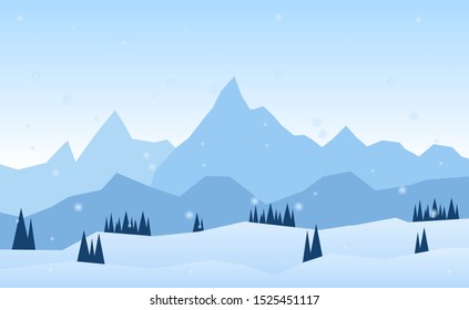 Vector winter landscape with forest background.