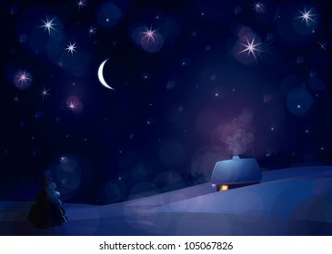 Vector of winter landscape. Merry Christmas! Happy New Year!!!