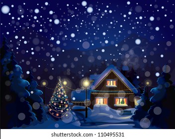 Vector of winter landscape. Merry Christmas!