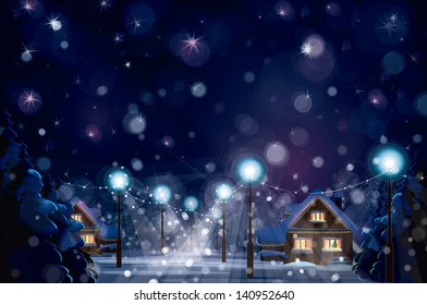 Vector of winter landscape. Merry Christmas!