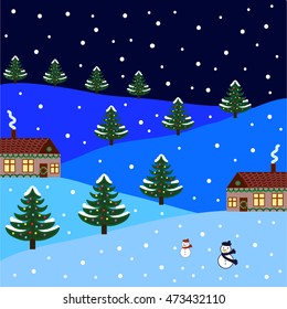 Vector of winter landscape. Merry Christmas!